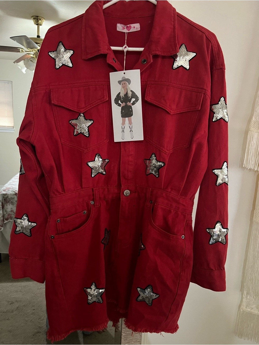 Body Glove Red Dress with Silver Star Patches